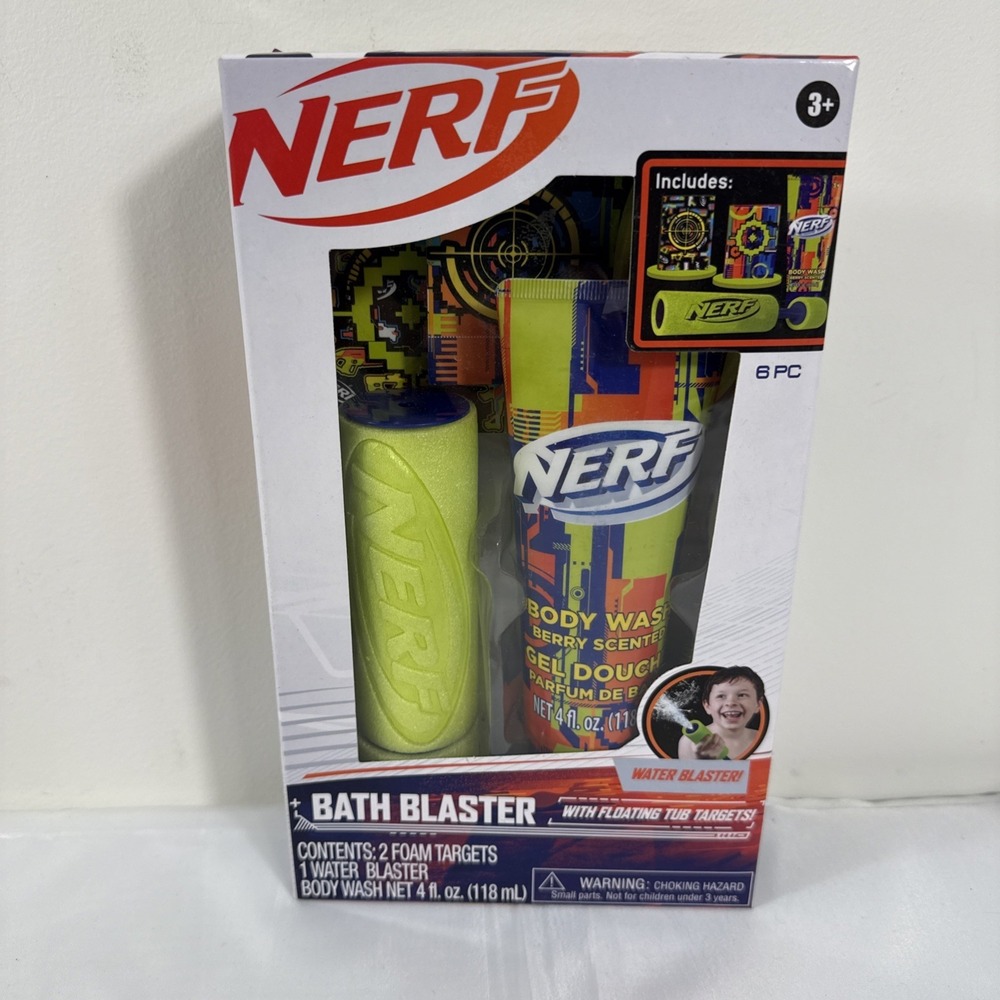 New Nerf Bath‎ Blaster and Targets with Body Wash Kids Gift Set